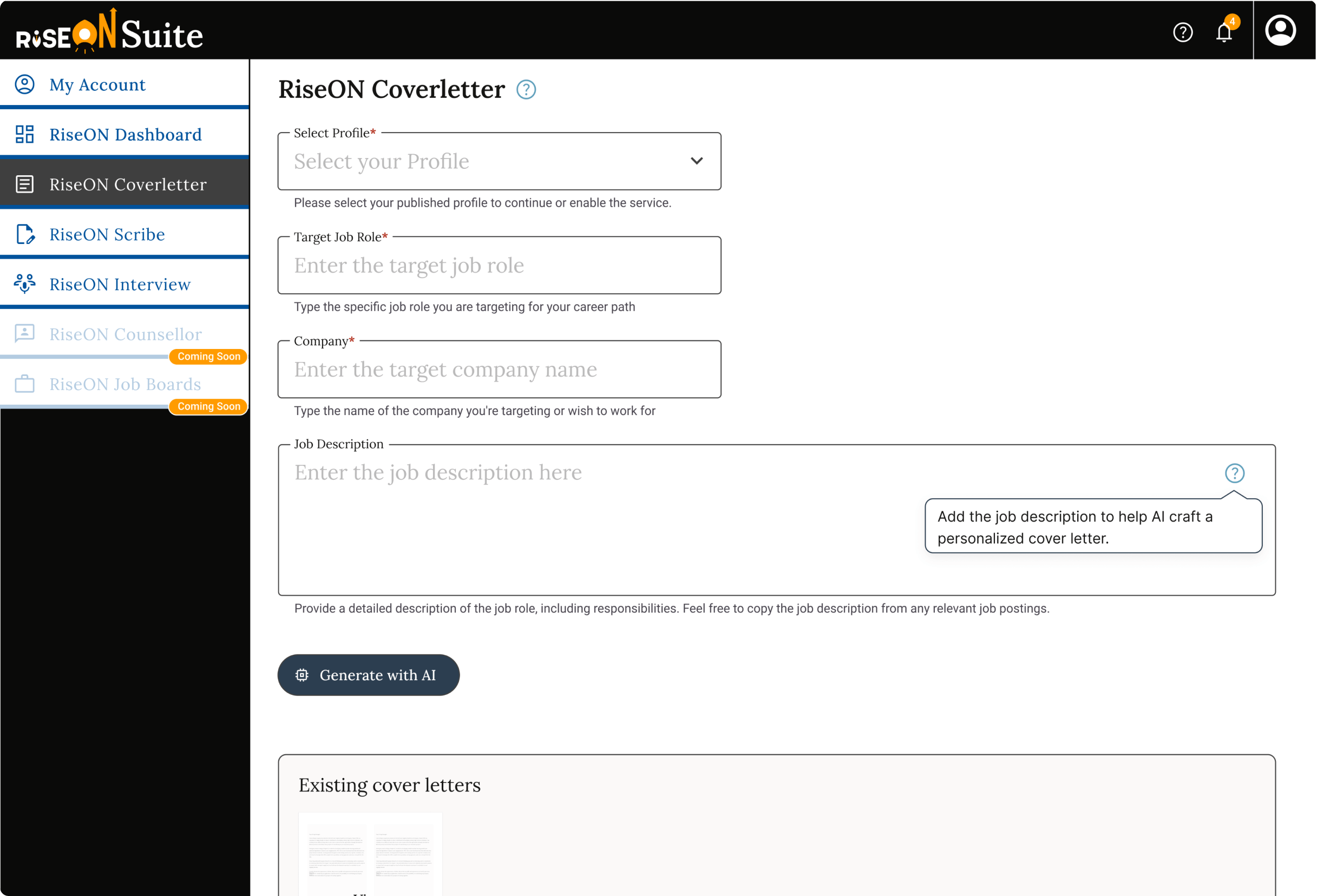 screenshot of RiseON Suite